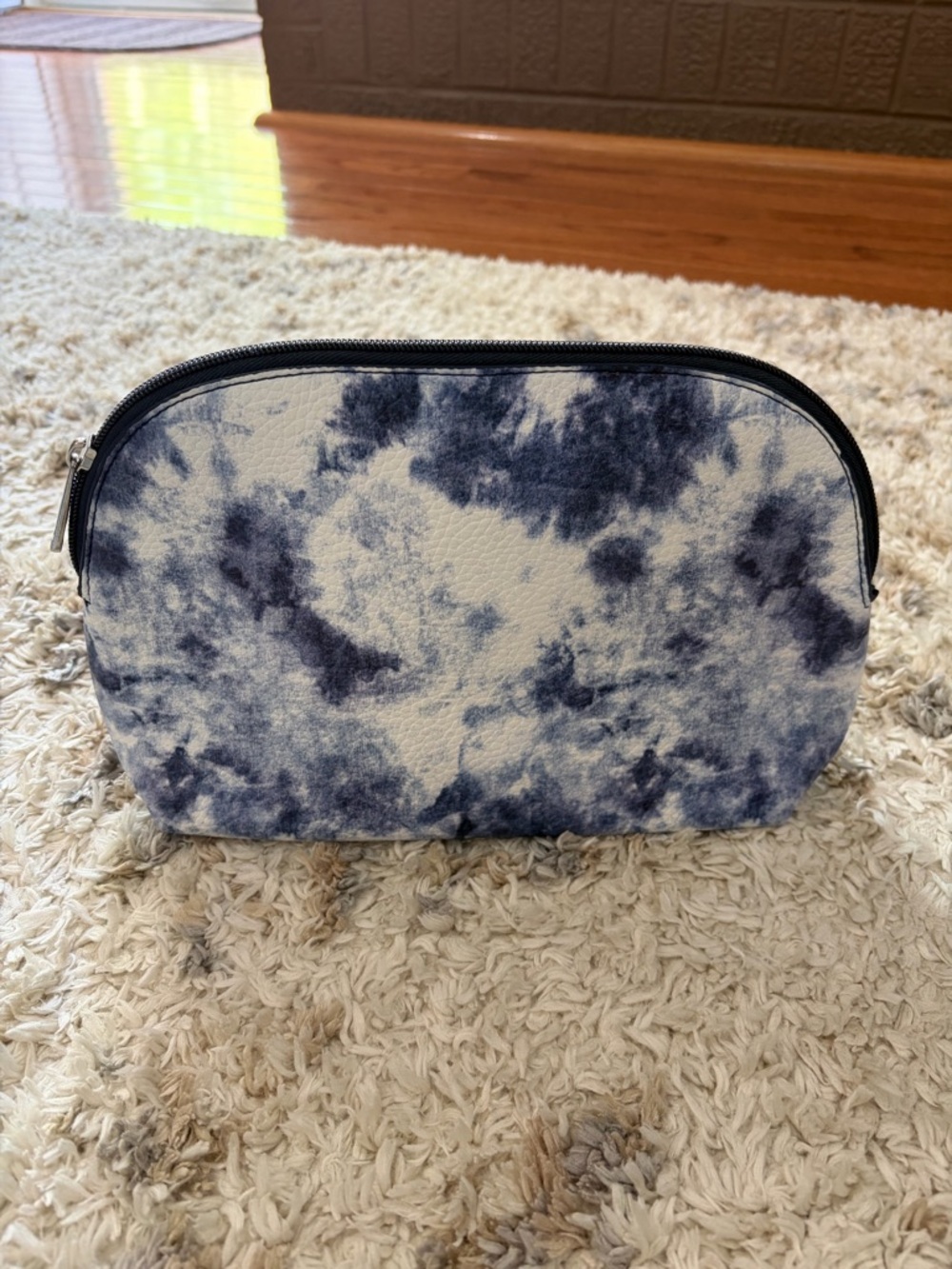 Tie-Dye Navy and White Soft Vinyl Cosmetic Pouch - Picture 2 of 8